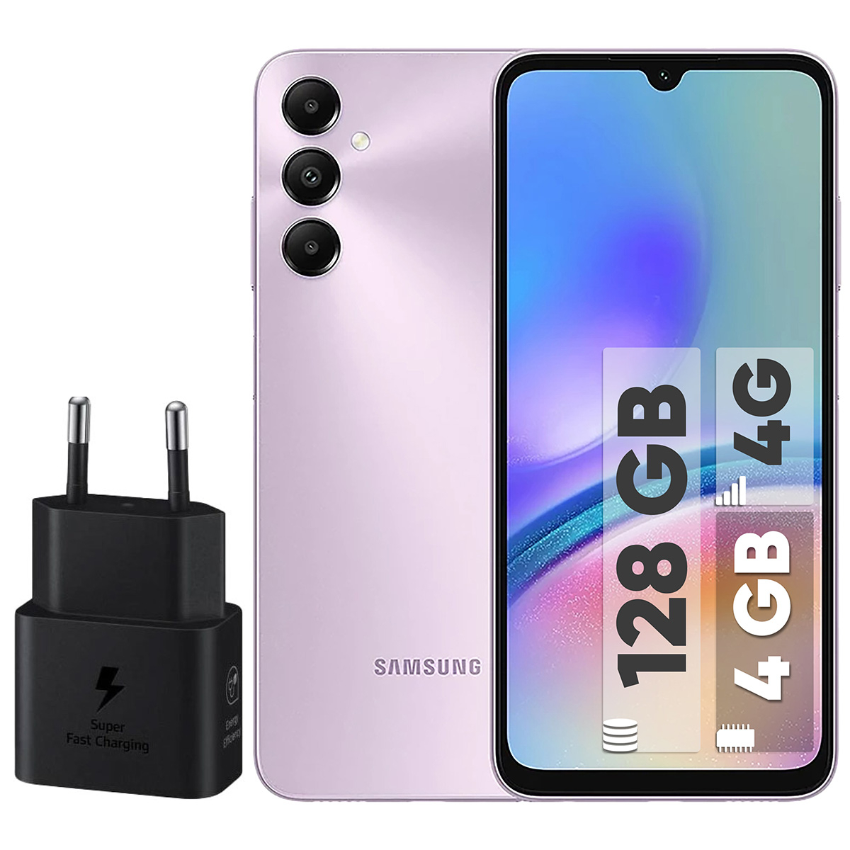 گوشی موبایل سامسونگ مدل Galaxy A05s دو سیم کارت ظرفیت 128 گیگابایت و رم 4 گیگابایت - به همراه شارژر 25 وات سامسونگ