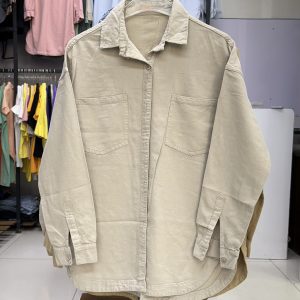 شومیز کتان ترک زنانه کرمی