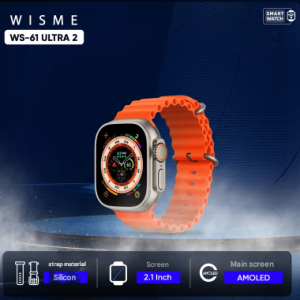 ساعت هوشمند مدل WS-61 ULTRA 2 به همراه 7 بند متنوع و شارژ بی سیم دارای دارای صفحه نمایش رنگی بند سیلیکون