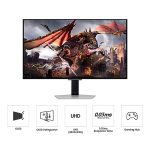 مانیتور گیمینگ 32 اینچ سامسونگ مدل Odyssey G80SD LS32DG802SMXUE، رزولوشن 4K UHD، پنل OLED، نرخ بروزرسانی 240 هرتز، با نسبت تصویر 16:9، دارای اسپیکر داخلی، دارای پورت HDMI و DisplayPort
