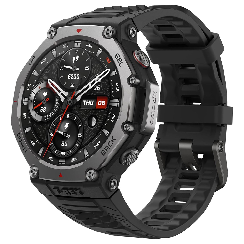 ساعت هوشمند 49 میلیمتری امیزفیت مدل T-Rex 3 با بند سیلیکونی