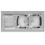 سینک ظرفشویی استیل روکار دو لگنه اخوان مدل 148