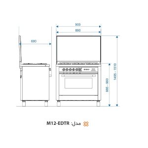 اجاق گاز فر دار پنج شعله اخوان مدل M12-EDTR
