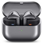 هدفون بلوتوثی سامسونگ مدل Galaxy Buds3 با نویز کنسلینگ فعال (ANC)، نویز کنسلینگ میکروفون (ENC)، درگاه شارژ USB Type-C، با قابلیت اتصال به چند دستگاه، دارای قابلیت صدای 360 درجه، Galaxy AI، میکروفون سه گانه، پشتیبانی از فرمان لمسی، ضد آب و گرد و غبار